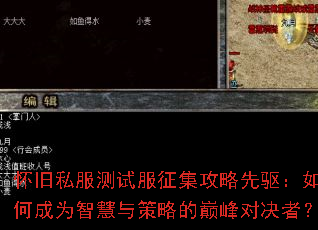 怀旧私服测试服征集攻略先驱:如何成为智慧与策略的巅峰对决者? 怀旧私服测试服征集攻略先驱:如何成为智慧与策略的巅峰对决者?