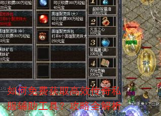 如何免费获取高效传奇私服辅助工具?攻略全解析 如何免费获取高效传奇私服辅助工具?攻略全解析