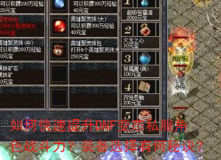 如何快速提升DNF变态私服角色战斗力?装备选择有何秘诀? 如何快速提升DNF变态私服角色战斗力?装备选择有何秘诀?