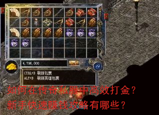 如何在传奇私服中高效打金?新手快速赚钱攻略有哪些? 如何在传奇私服中高效打金?新手快速赚钱攻略有哪些?