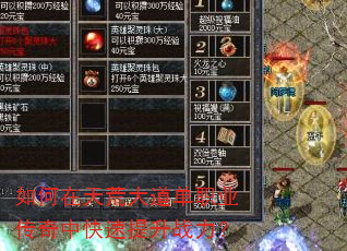 如何在天荒大道单职业传奇中快速提升战力? 如何在天荒大道单职业传奇中快速提升战力?